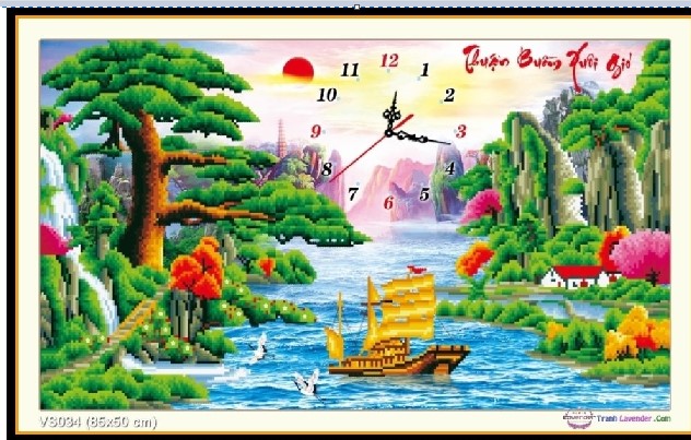 Tranh đính đá Thuận Buồm Xuôi Gió kt 85*50 cm