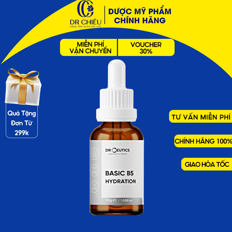 Tinh Chất B5 Basic Hydration 5% DrCeutics Cho Da Dầu Mụn - Serum B5 Cấp Ẩm Phục Hồi Da DrCeutics (30ml)