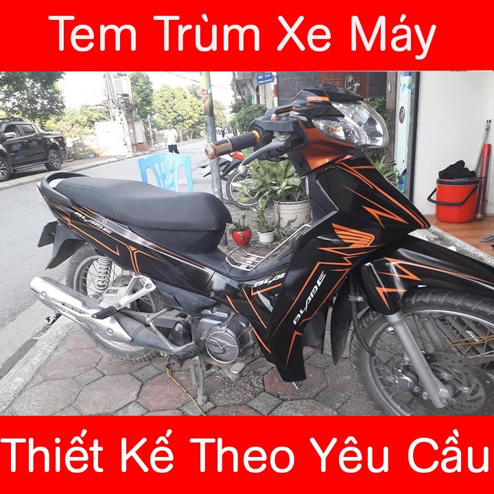 Tem trùm honda Blade đen chỉ cam - Độ dán team trùm decal xe máy honda Blade đen chỉ cam - Team trùm decal xe máy honda Blade rẻ đẹp và chất