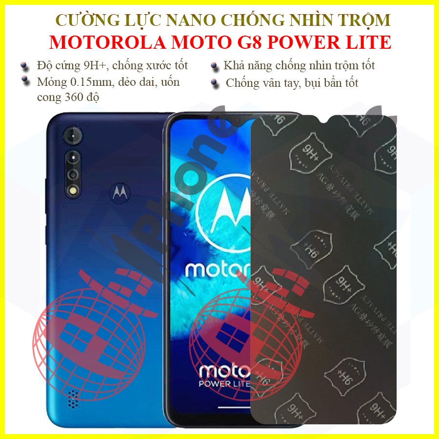 Dán chống nhìn trộm Motorola Moto G8 Power lite - Dán cường lực dẻo nano 9H+