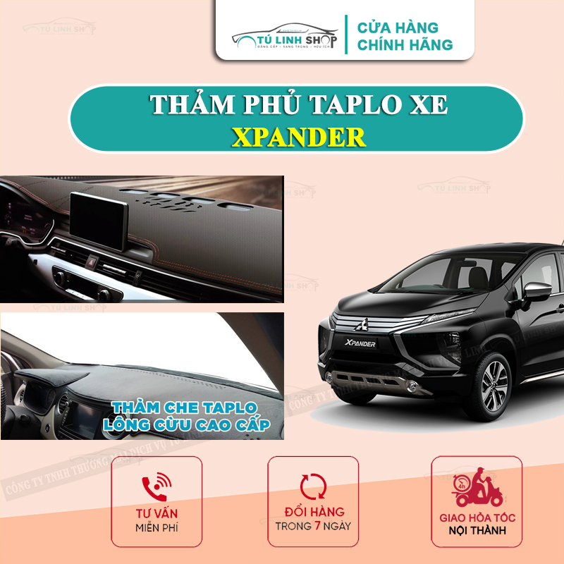 Thảm taplo cho xe Xpander chính hãng MINCAR hoặc bằng lông Cừu 3 lớp và Da Cacbon