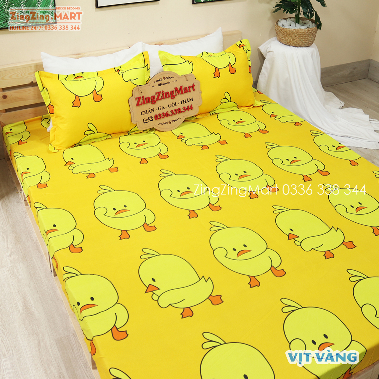 Set Ga Gối,Bộ Drap giường Poly Cotton Mẫu Đào Cam (Được chọn mẫu)
