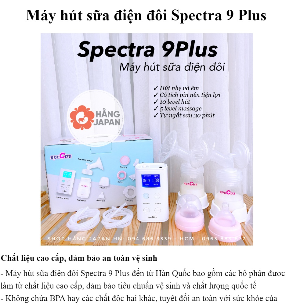 Máy hút sữa điện đôi Spectra 9 Plus - Bảo Hành 12 Tháng