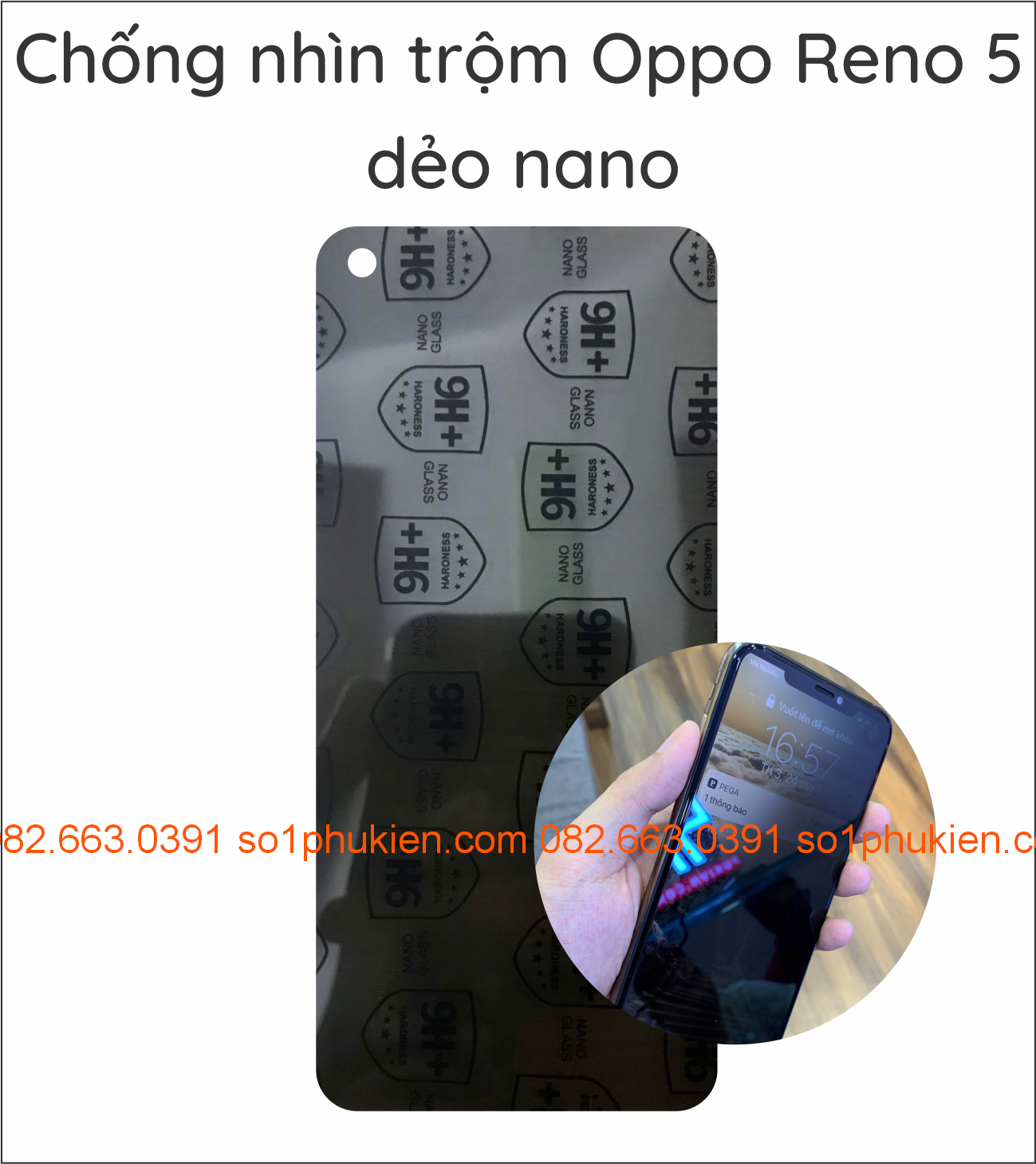 Dán cường lực chống nhìn trộm Oppo Reno 5 dẻo nano, chống vỡ