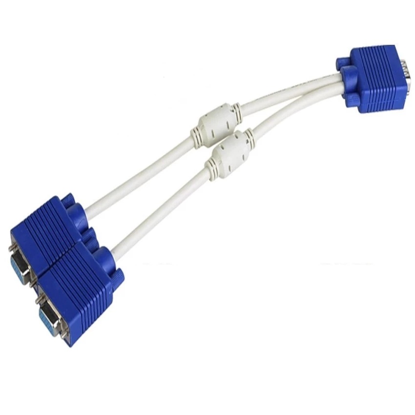 Cáp chia VGA 1 cổng ra 2 cổng (Trắng Xanh)