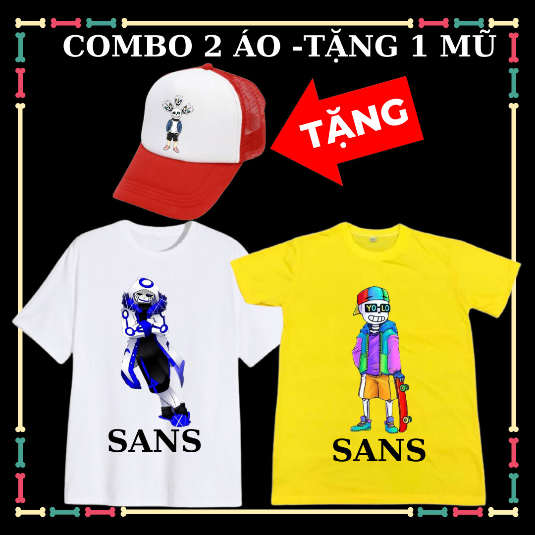 Áo thun bé bé gái in hình Error 404, Error 505, Error Sans Undertale, ngắn tay, đủ mẫu Combo 2 áo tặng Kèm Mũ lưỡi trai Sans