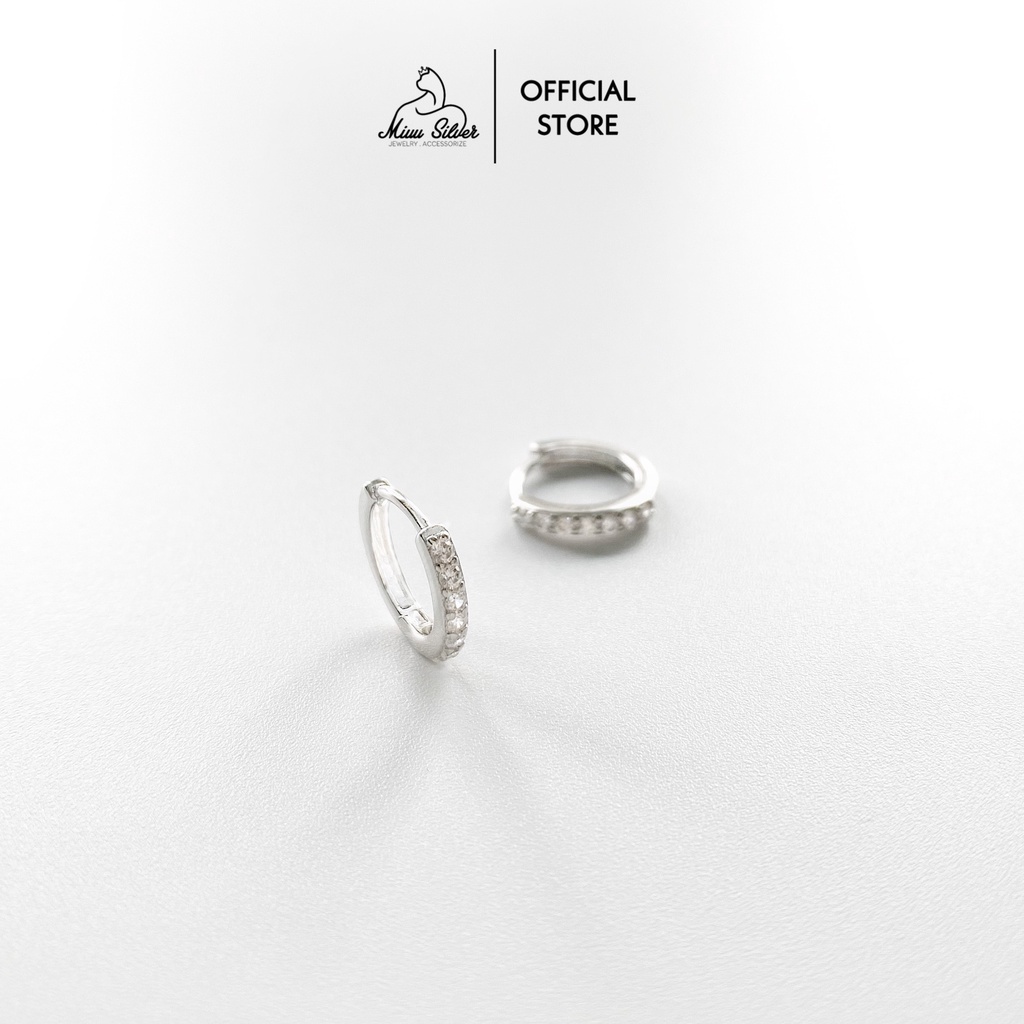 Bông tai bạc nữ vòng tròn đính đá Miuu Silver