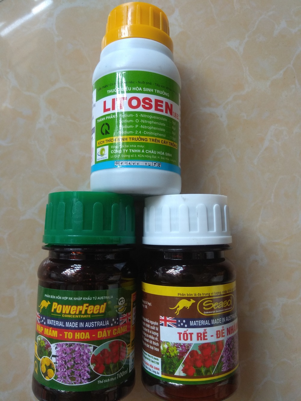 [HCM]Bộ sản phẩm dưỡng cây chăm sóc cây mai bông giấy ( Power feed+Seasol+Litosen) - 100ml/chai