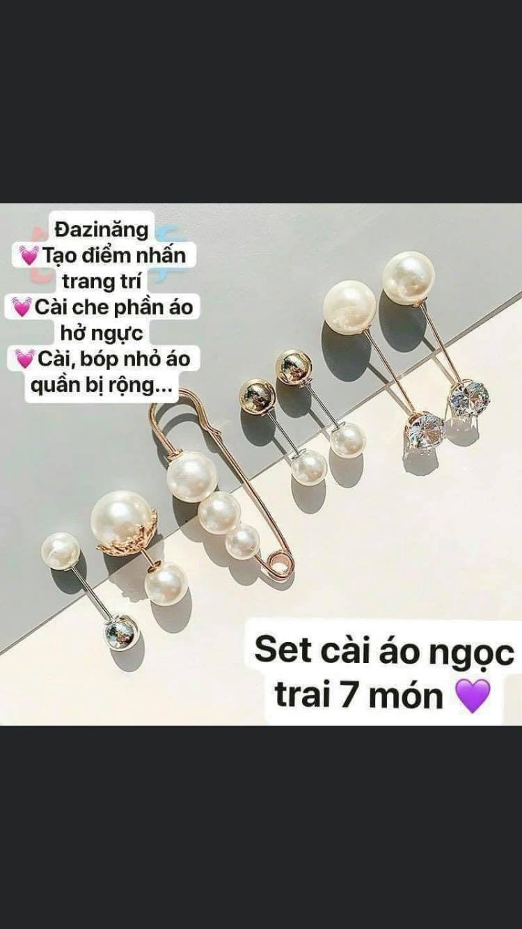 Sét 7 khuy cài áo đính hạt siêu xinh