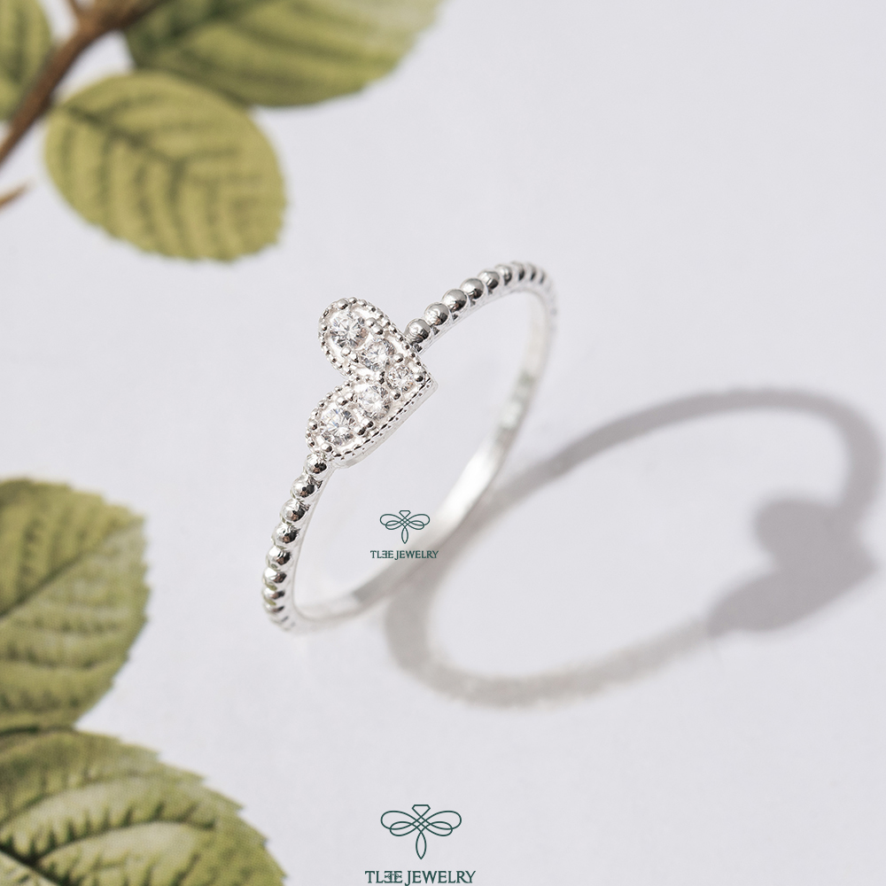 Nhẫn bạc nữ TLEE tim chéo nạm đá cao cấp TleeJewelry A0185