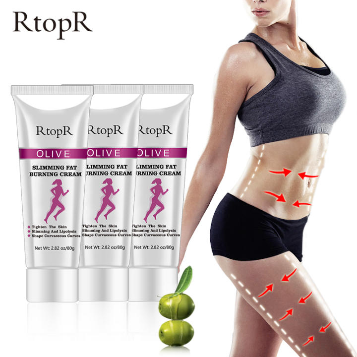 RtopR Bộ 3 tuýp kem giảm béo ôliu giảm cân và tạo dáng đường cong đẹp và săn chắc cơ thể đốt cháy mỡ thừa chăm sóc da 80g – INTL