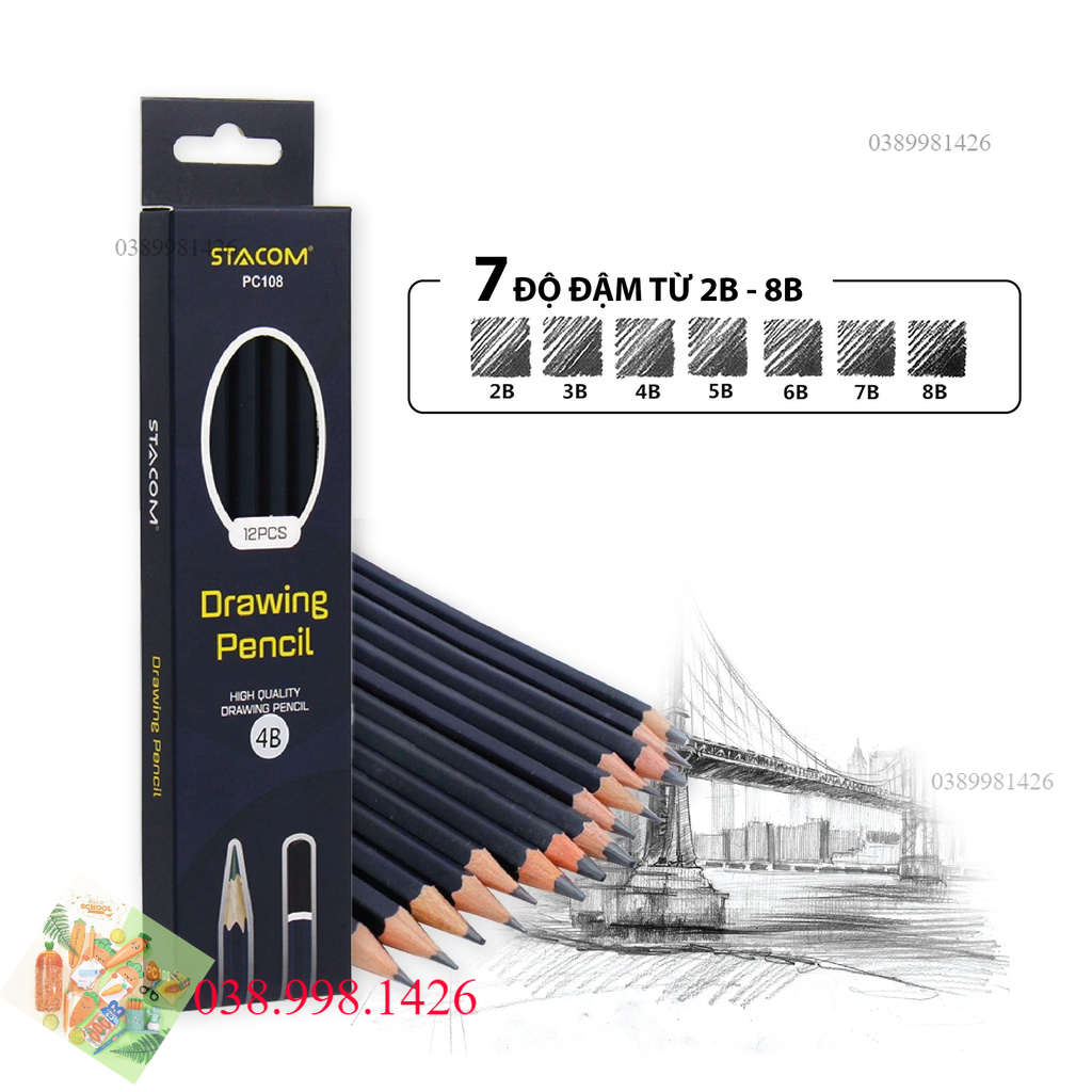 1 cây bút chì gỗ kỹ thuật stacom pc108