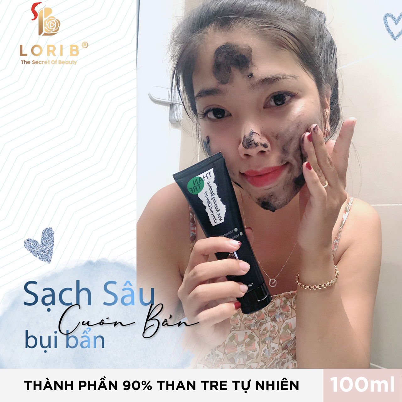 [HCM]Sữa Rửa Mặt Than Tre Không Bọt Lori B 100ml