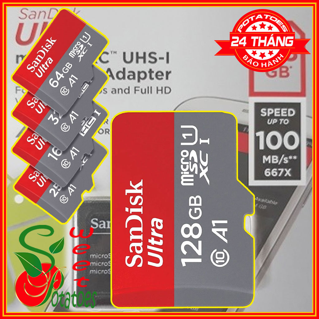 Thẻ nhớ điện thoại - camera MicroSDXC SanDisk Ultra 32GB 64GB 128GB 100MB s