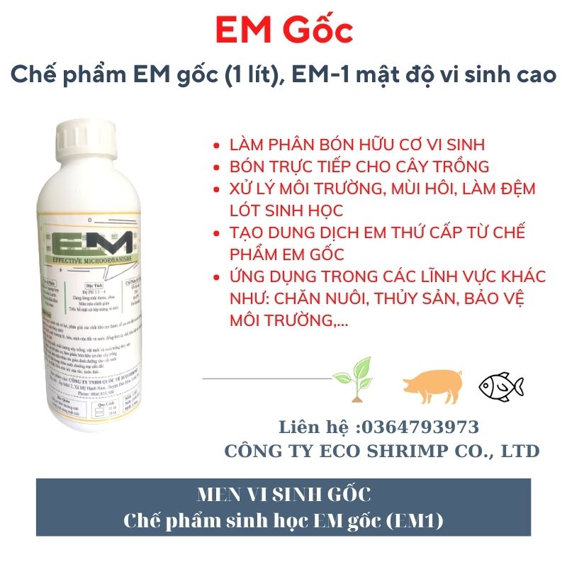 Chế phẩm EM gốc (1 lít), EM-1 mật độ vi sinh cao