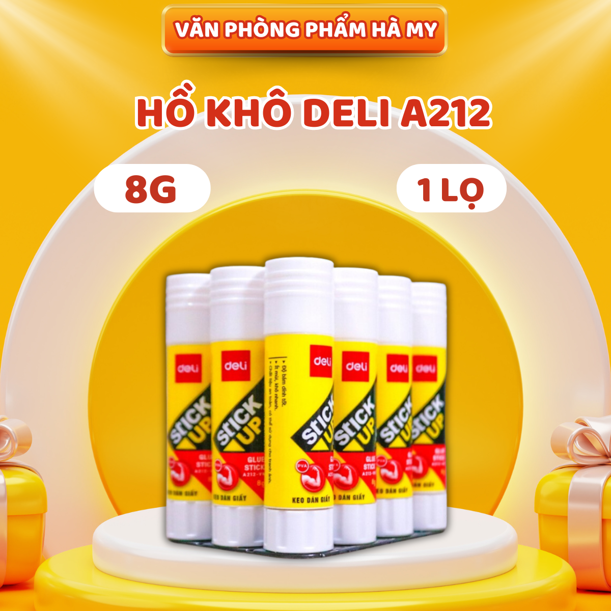 Lốc 12 Lọ Hồ khô dán giấy Deli 8G A212-VN
