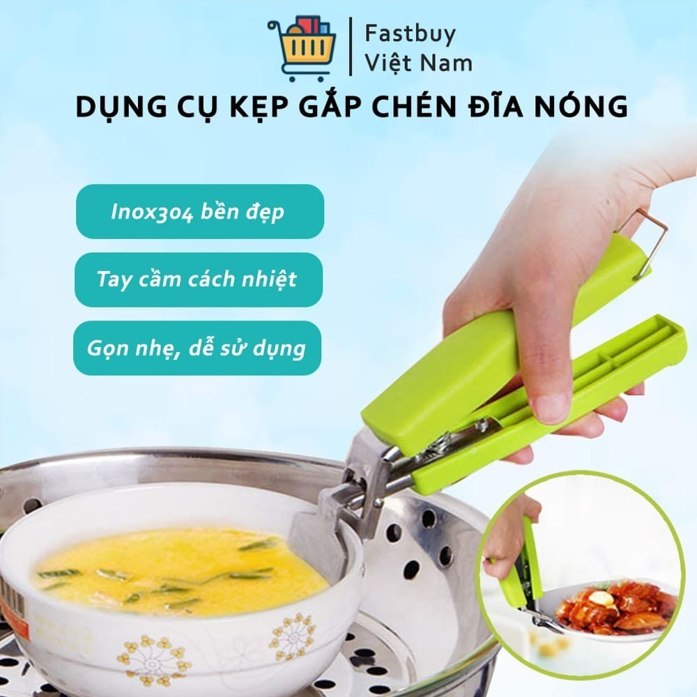 Dụng Cụ Gắp Nóng Chuyên Dụng - Kẹp chống nóng bảo vệ tay bạn không bị phỏng khi lấy bát dĩa nóng trong nồi, lò vi sóng; lấy bát dĩa ra một cách dễ dàng mà không sợ trơn trượt