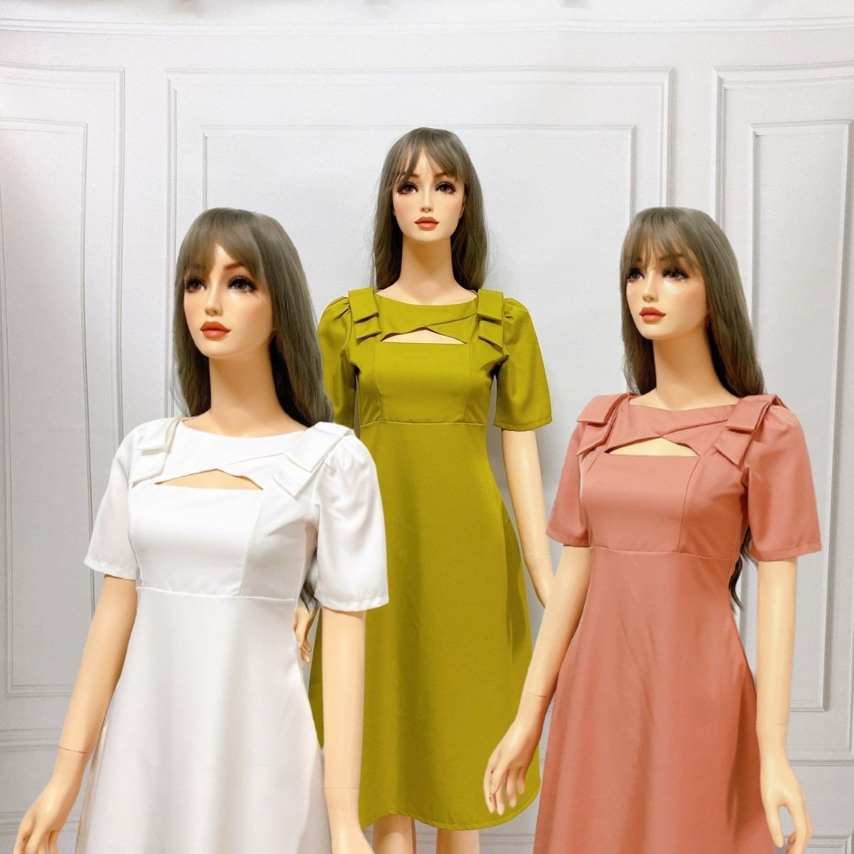 Đầm Xòe Dự Tiệc Phối Nơ Vai A8265