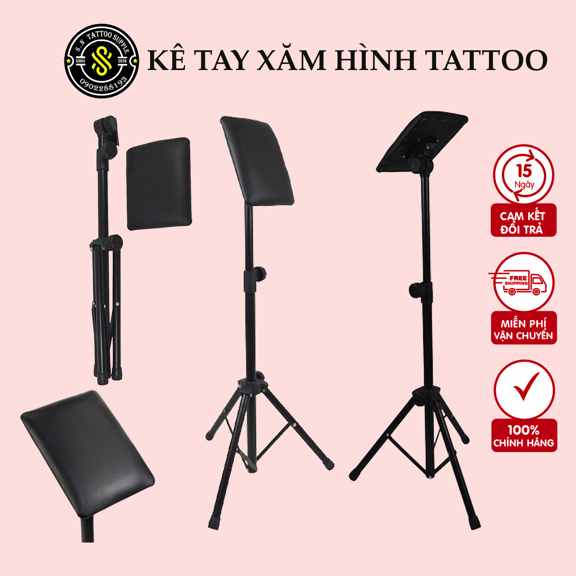 Kê tay xăm hình,giá đỡ tay xăm hình màu đen chân chỉnh cao thấp tùy ýHÀNG NHƯ ẢNH