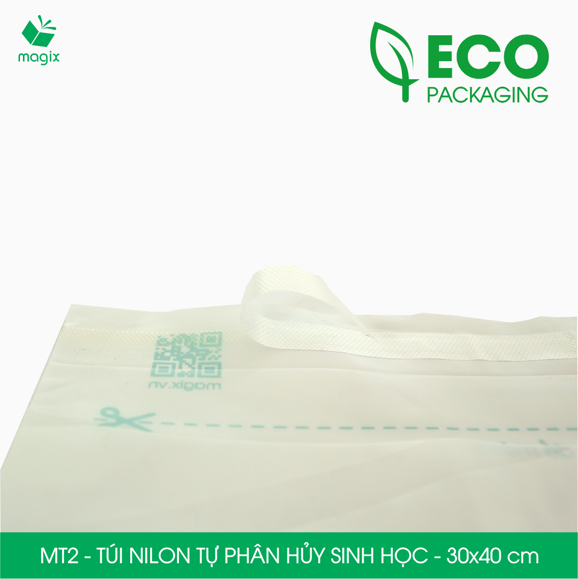 MT2 - 40x30 cm - 50 túi đóng hàng niêm phong phân hủy thân thiện môi trường, túi gói hàng