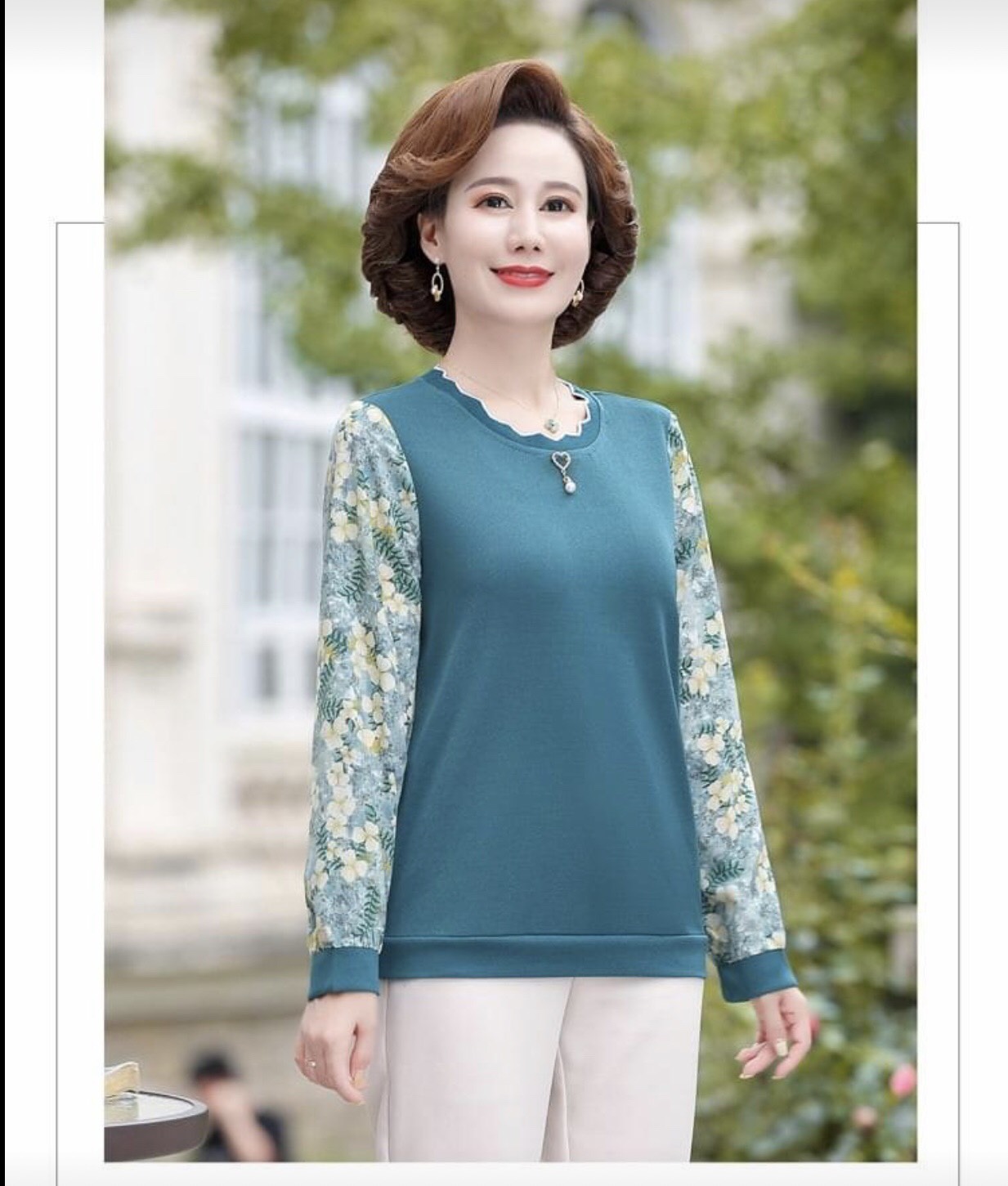 Áo len nữ trung niên cao cấp, len ngọc
