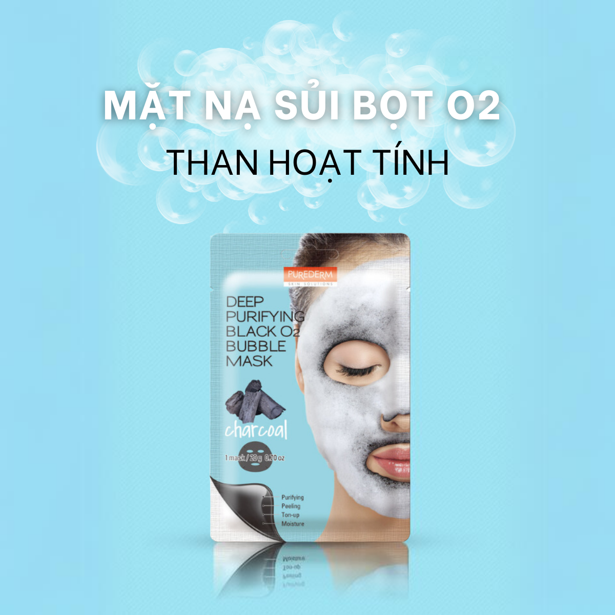 Purederm Mặt nạ sủi bọt than hoạt tính làm sạch da