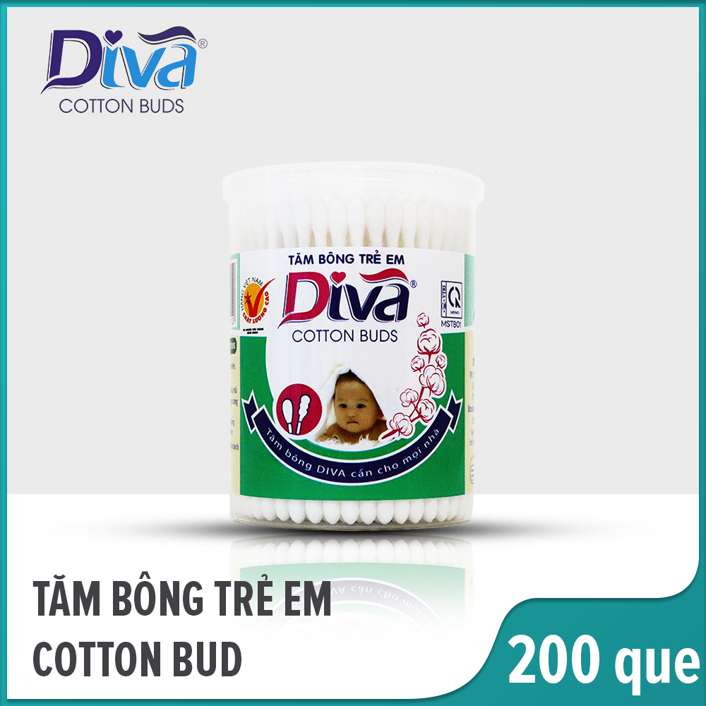 [200 que] Hộp tăm bông DIVA que nhựa