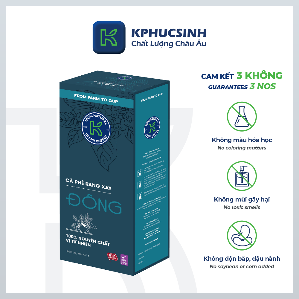 Cà phê Rang xay Đặc sản Nguyên chất Pha phin K Coffee K Đông 454g