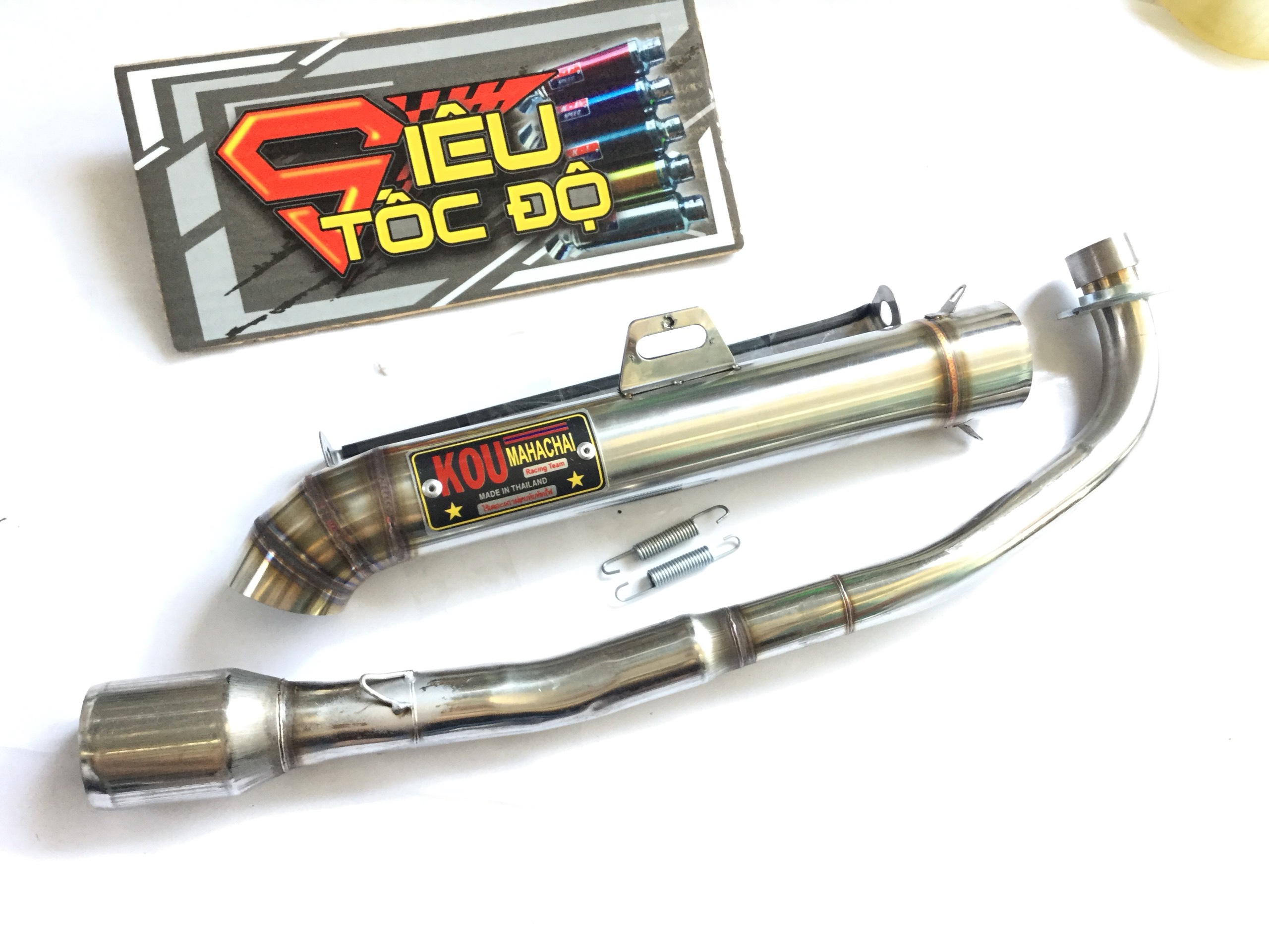 Pô KOU inox 304 bao gồm cả cổ pô độ cho xe wave 50 - 100, cup, dream, 67, exciter 50cc,...