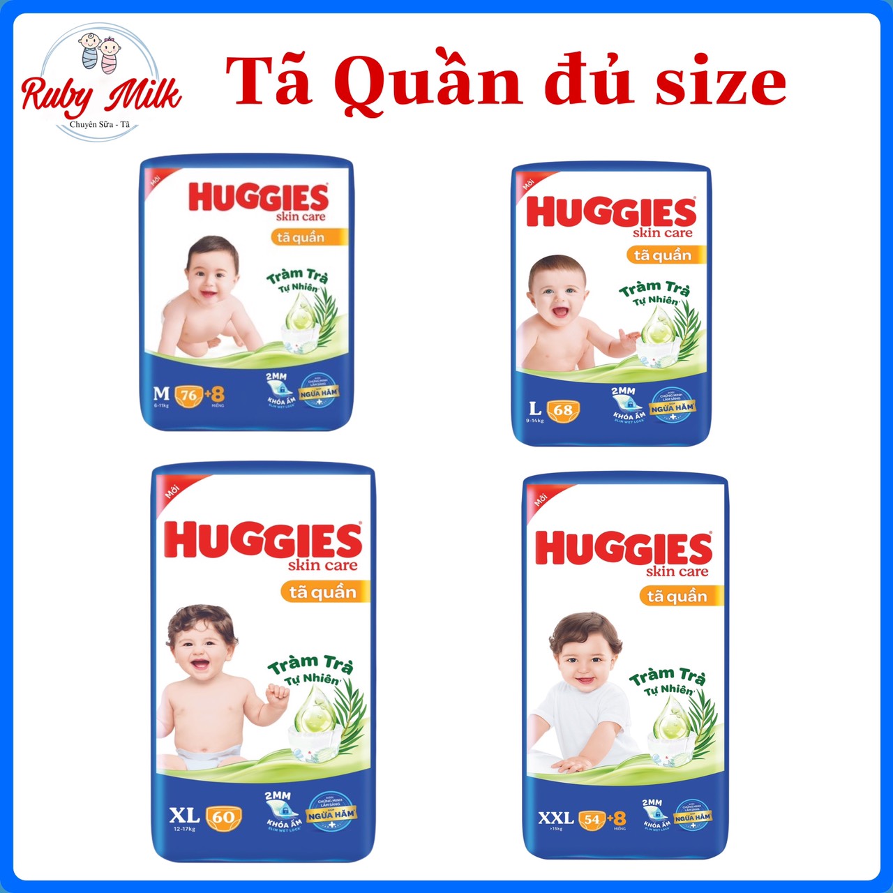 Tã quần Huggies size M76/L68/XL60/XXL54