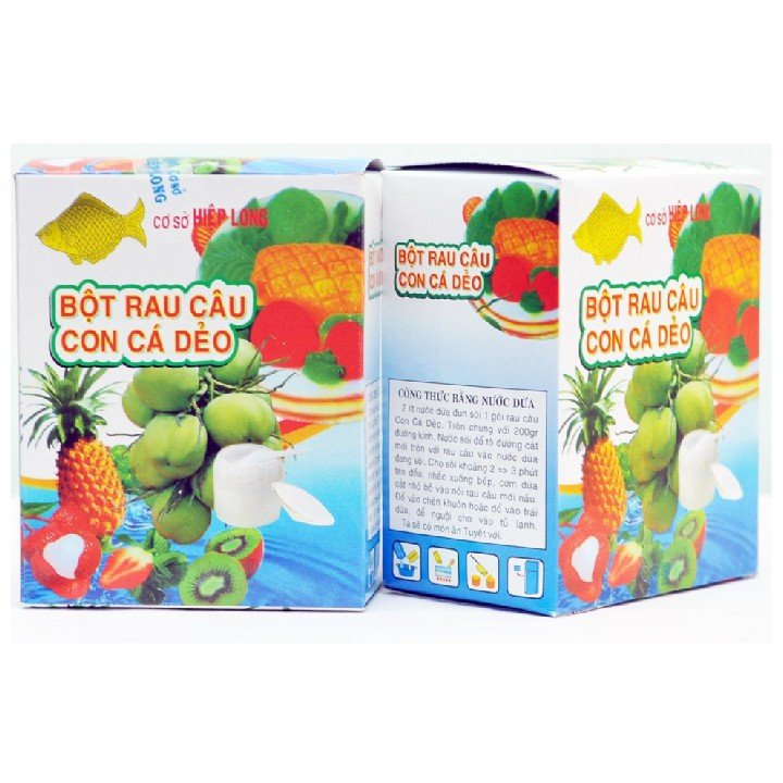 Hộp 12 gói bột rau câu Bột rau câu con cá dẻo Hiệp Long làm thạch/ rau câu, nguyên liệu nấu ăn, làm bánh, nhà bếp