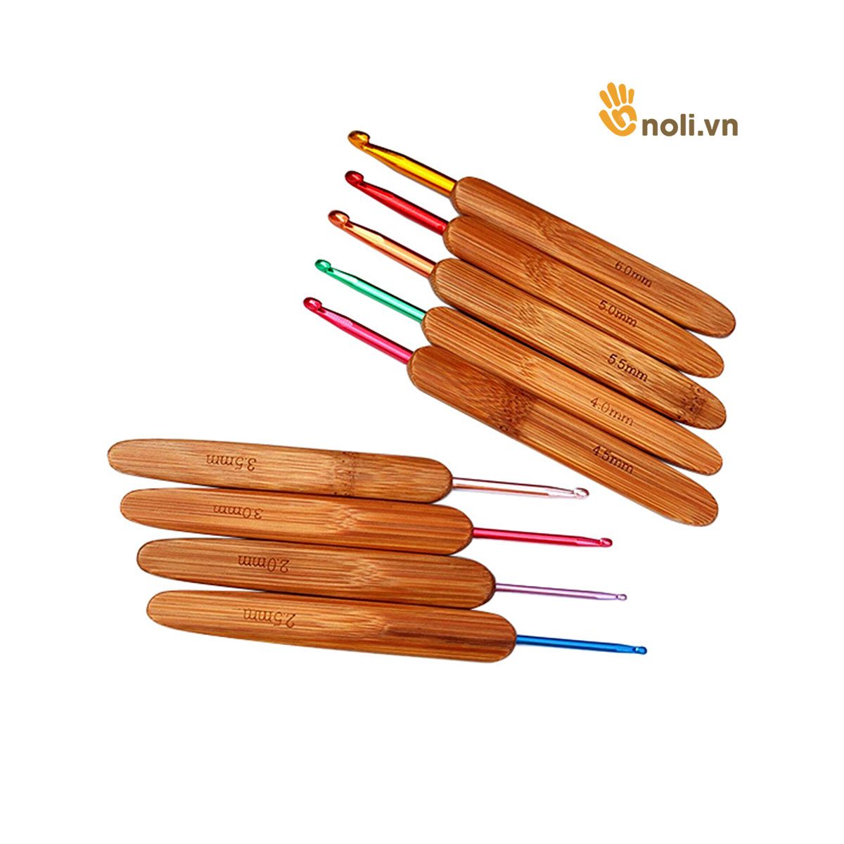 Bộ kim móc cán gỗ cầu vồng 9 cây