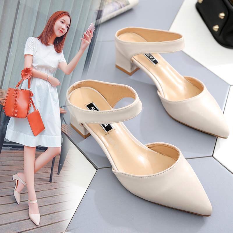 Giày cao gót đế vuông da mềm DHC23