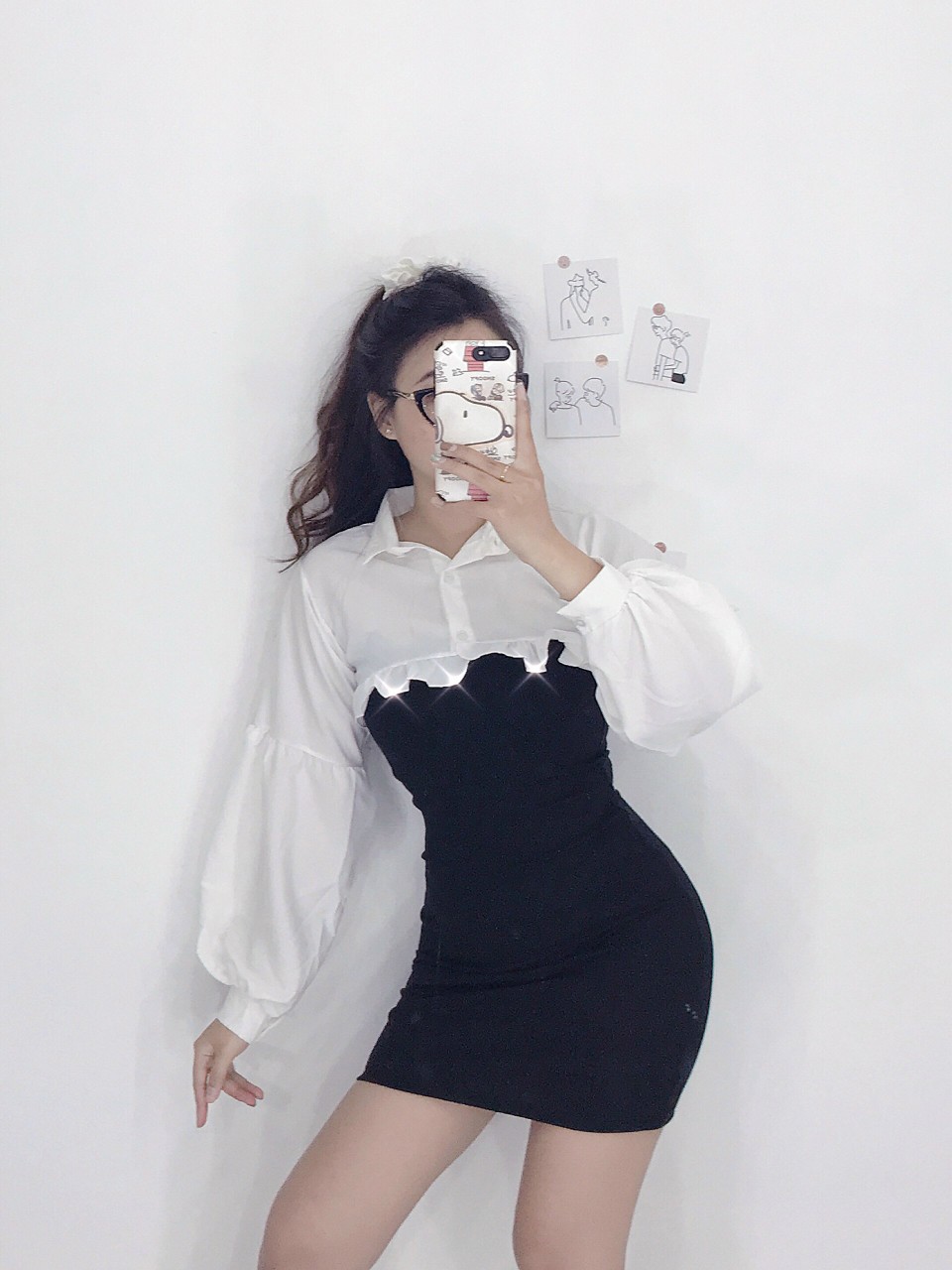 Áo Sơ MI Croptop Phối Bèo,Sơ Mi Croptop,LY STORE