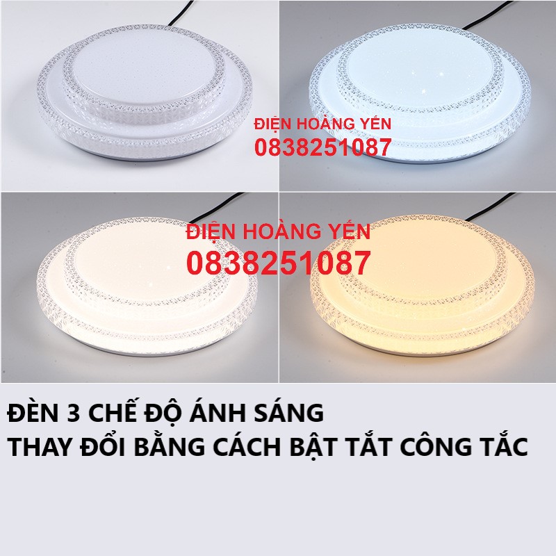 Đèn mâm ốp trần Led 96W- Ø500 3 chế độ ánh sáng