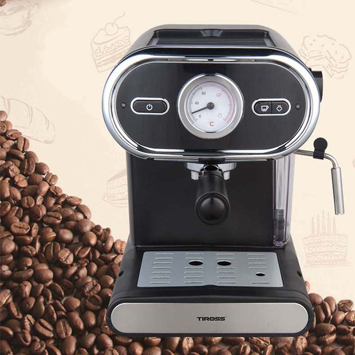 Máy pha cà phê Espresso Tiross TS6211 (15 bar) - Hàng Chính Hãng