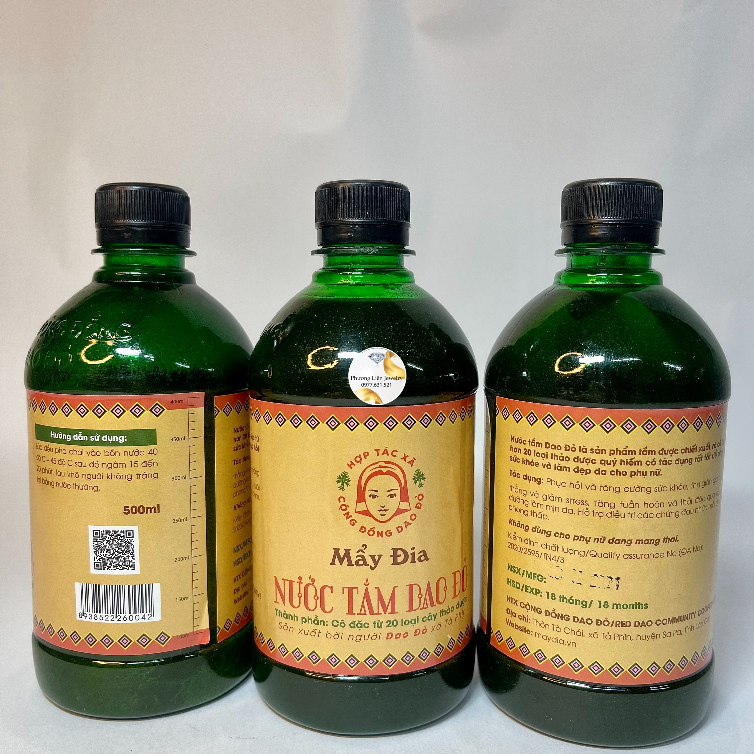 Nước lá xông tắm người dao đỏ dạng chai 500ml - 2 lần sử dụng