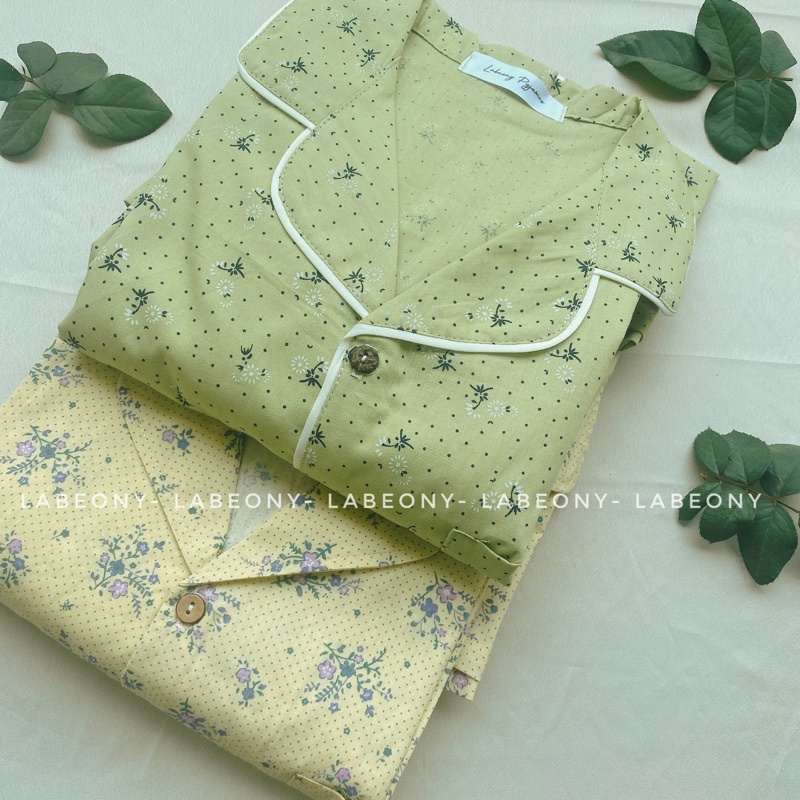 Pyjama thô Cotton-bộ mặc nhà mềm mát Labeony