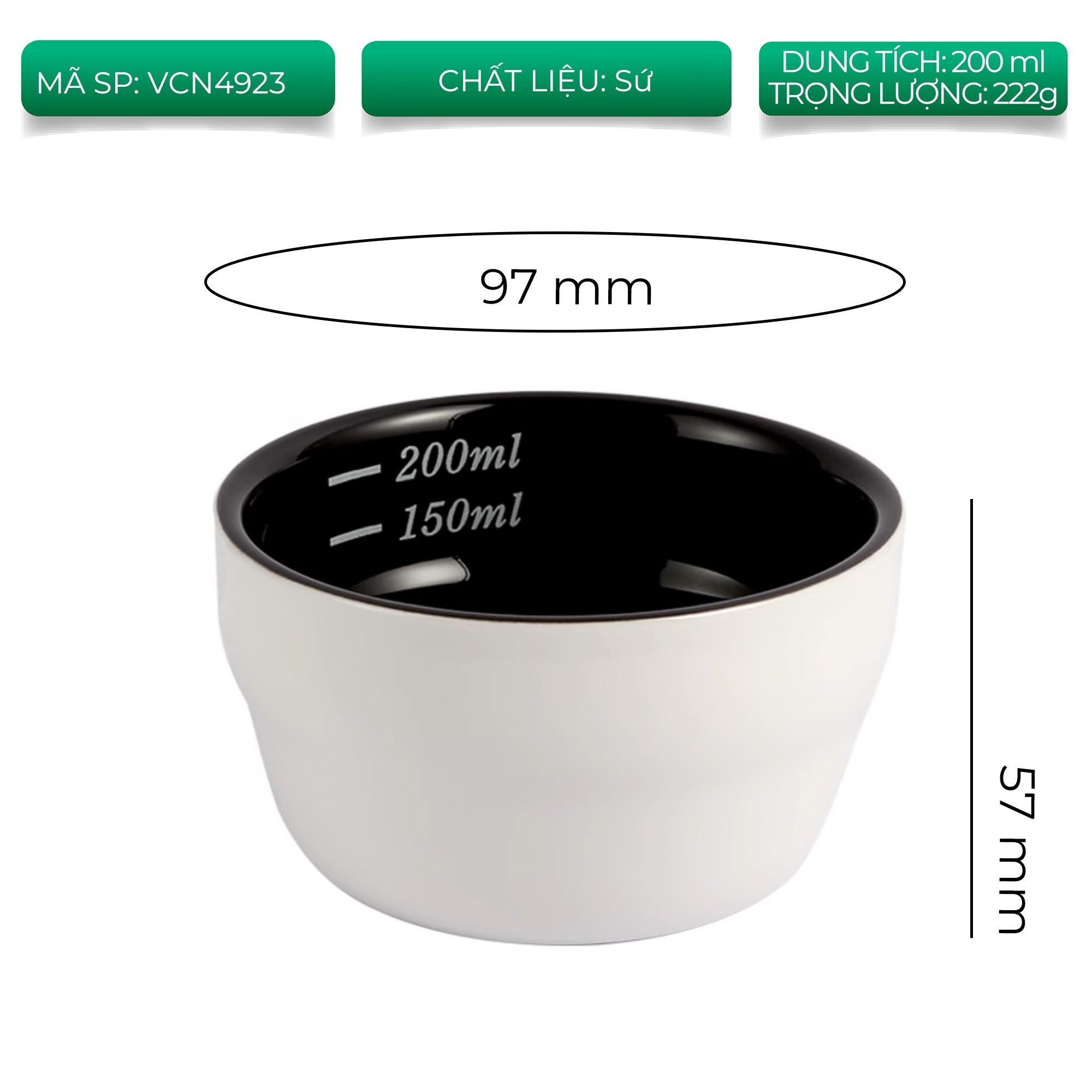 Chén sứ cupping thử nếm cà phê 200ml