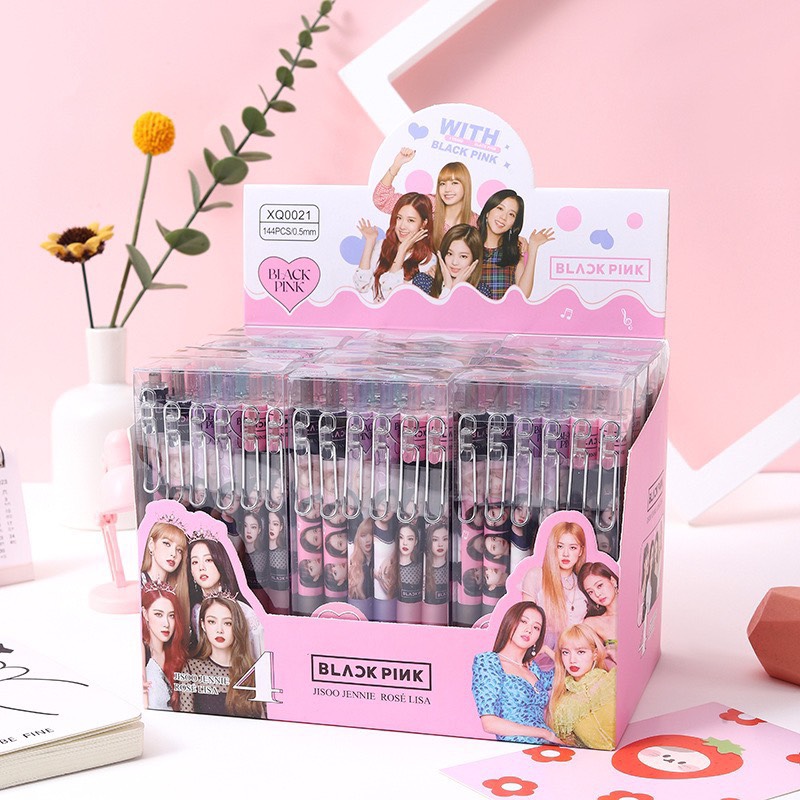 Bút bi viết hàn quốc bút bấm hình blackpink - bút bi nước học sinh, sinh viên văn phòng mực đen