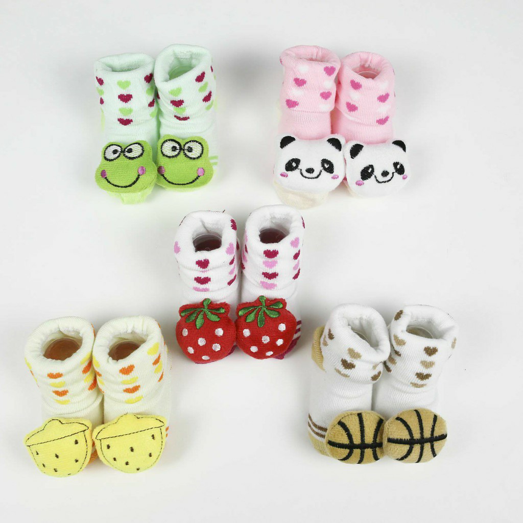 [HCM]Set 2 đôi Tất / vớ hình con vật 3D ngộ nghĩnh cho bé 0-4 tháng