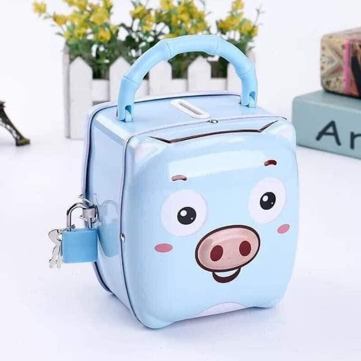 Ống Heo Két Sắt Mini Tiết Kiệm Tiền Mẫu Mới Có Khóa Đáng Yêu Cho Bé