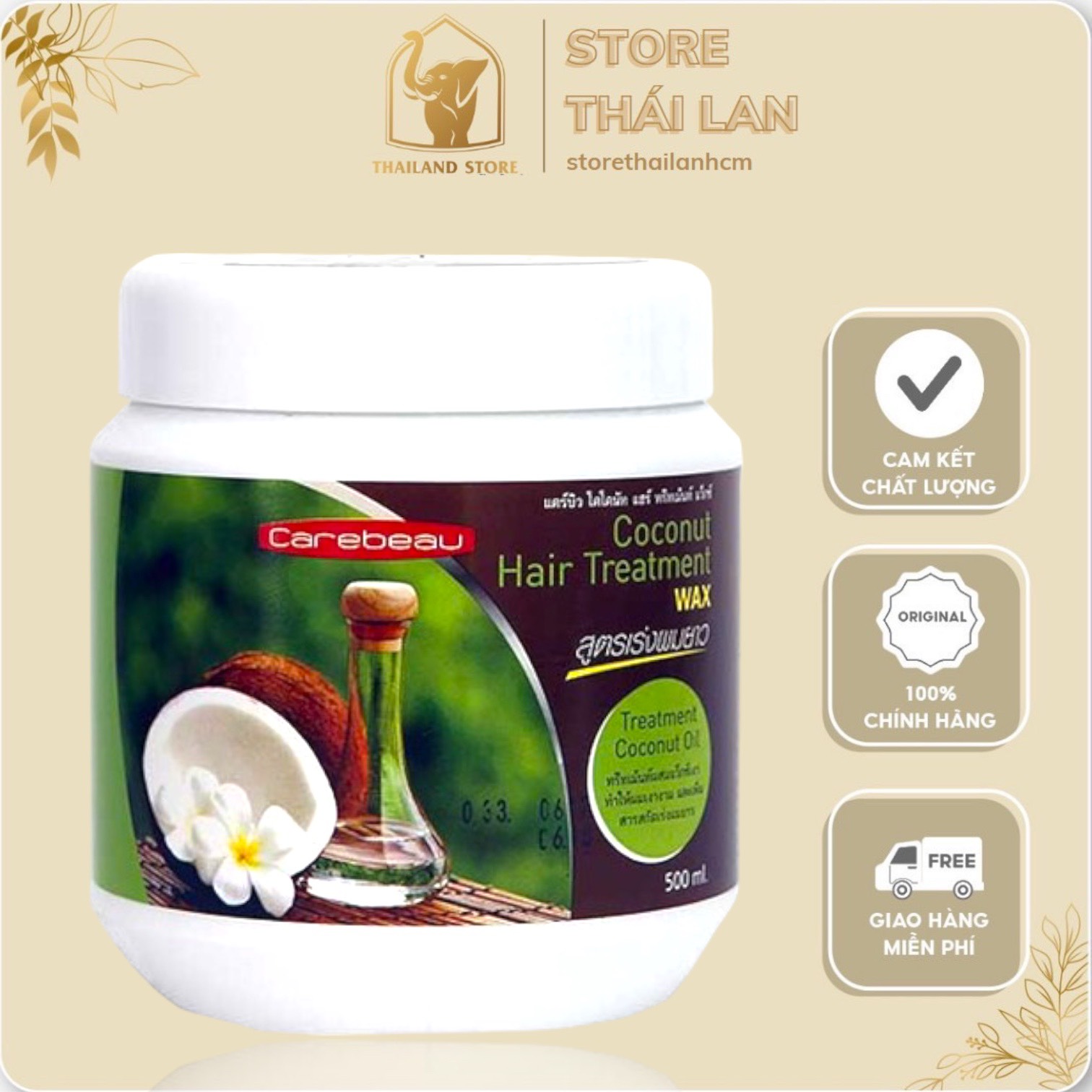 [CHÍNH HÃNG] Kem Ủ Tóc Dừa Non Carebeau Thái Lan 500ml
