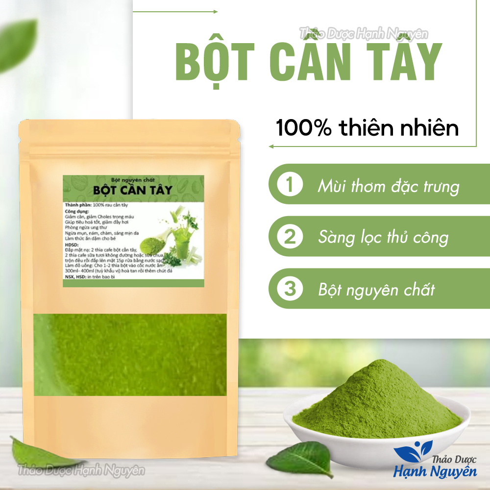 Bột cần tây sấy lạnh 100g, nguyên chất, nước uống detox, đẹp da, hỗ trợ giảm cân, tốt cho tiêu hóa