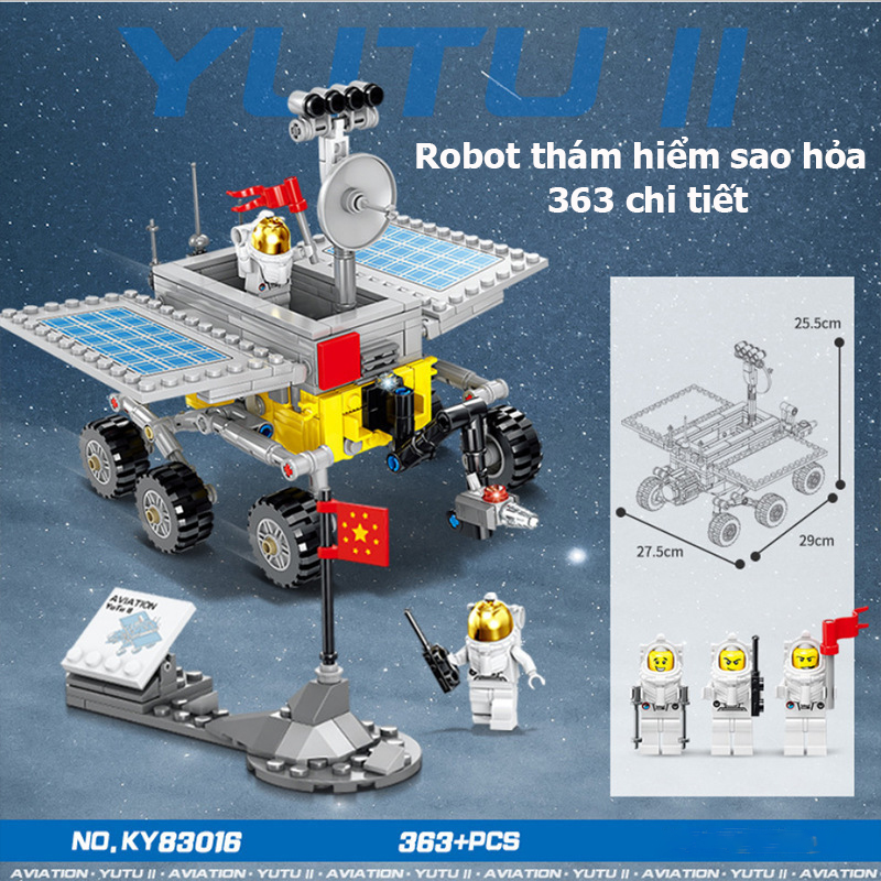 Bộ lego lắp ghép tàu khám phá mặt trăng, vệ tinh và robot khám phá khoa học không gian đa chiều