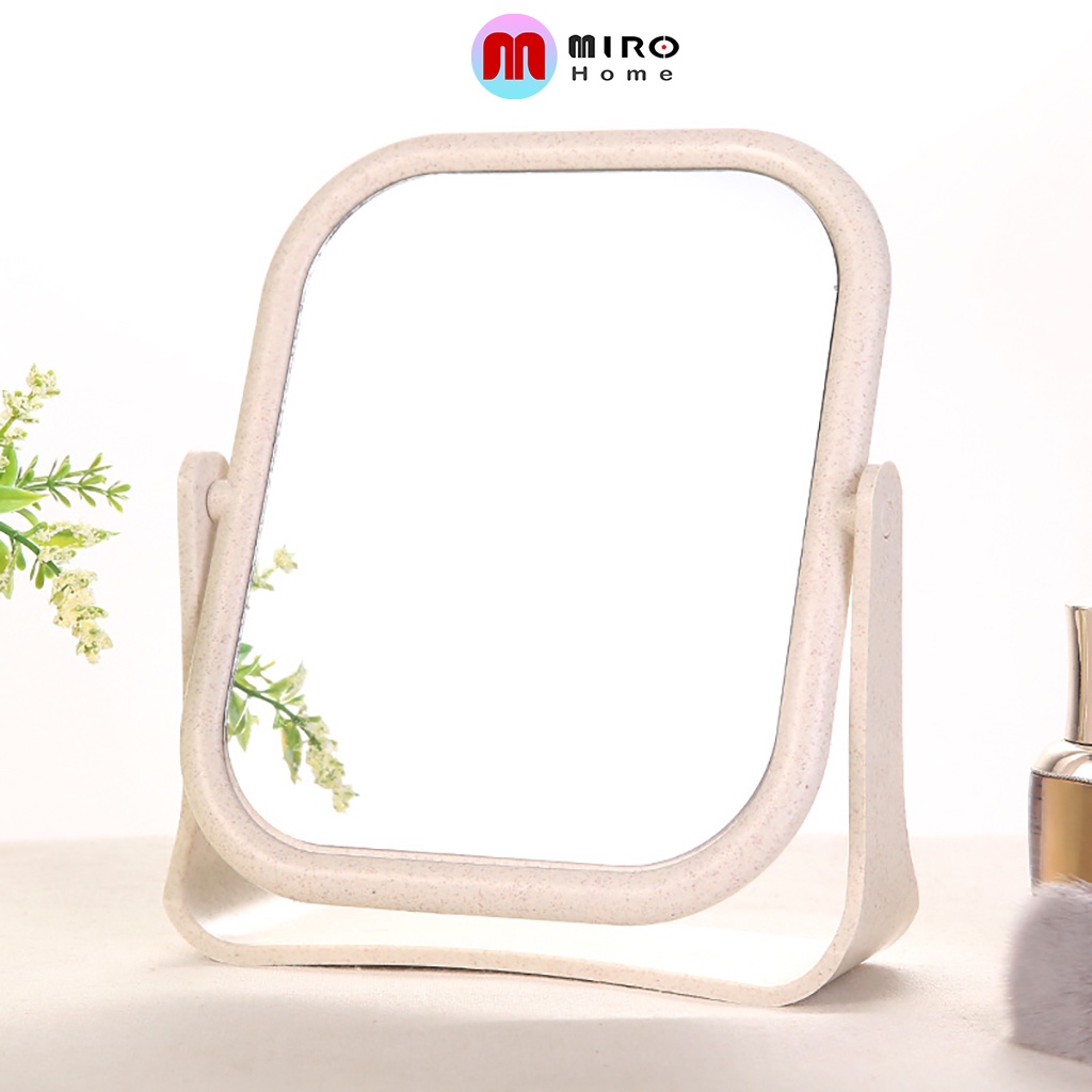 Gương lúa mạch trang điểm để bàn 2 mặt xoay 360 độ (Có sẵn HCM)