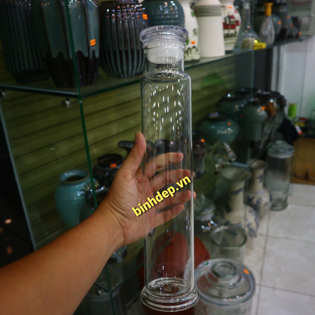 Chai ngâm rượu thuỷ tinh có khoá 1 lít