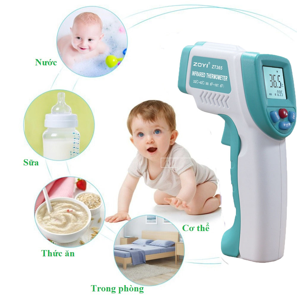 Máy Đo Thân Nhiệt Hồng Ngoại ZOYI ZT365, Nhiệt Kế Hồng Ngoại Cầm Tay Đo Không Tiếp Xúc, Đo Nhiệt Độ Cơ Thể, Đo Trán, Đo Tai Cho Trẻ, Nhiệt Độ Phòng, Thân Nhiệt, Nhiệt Độ Nước Tắm Và Nước Pha Sữa Cho Bé, Bảo Hành 12 Tháng