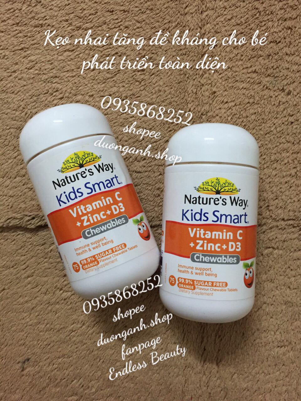 Vitamin C Zinc D3 Kids Smart  Nature’s Way 75 viên