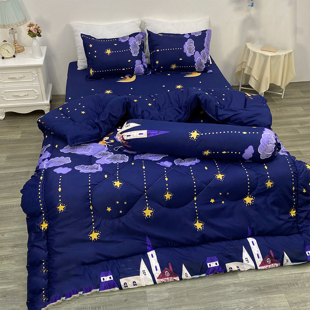 (GIẢM GIÁ)  Chăn Ga Gối Heo hồng, Chăn phao kèm ga giường vỏ gối